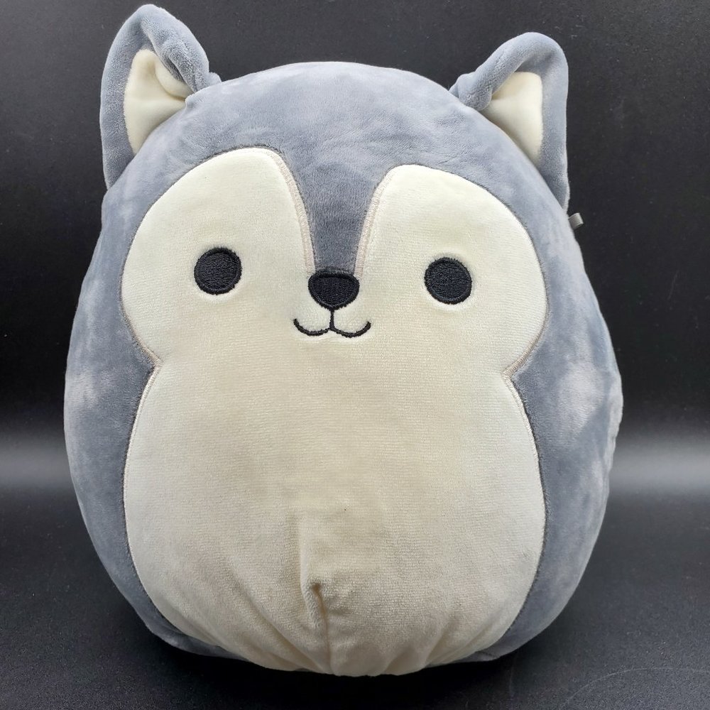 Kellytoy Squishmallows, Ryan Husky Dog 10", Soft Gray Plush